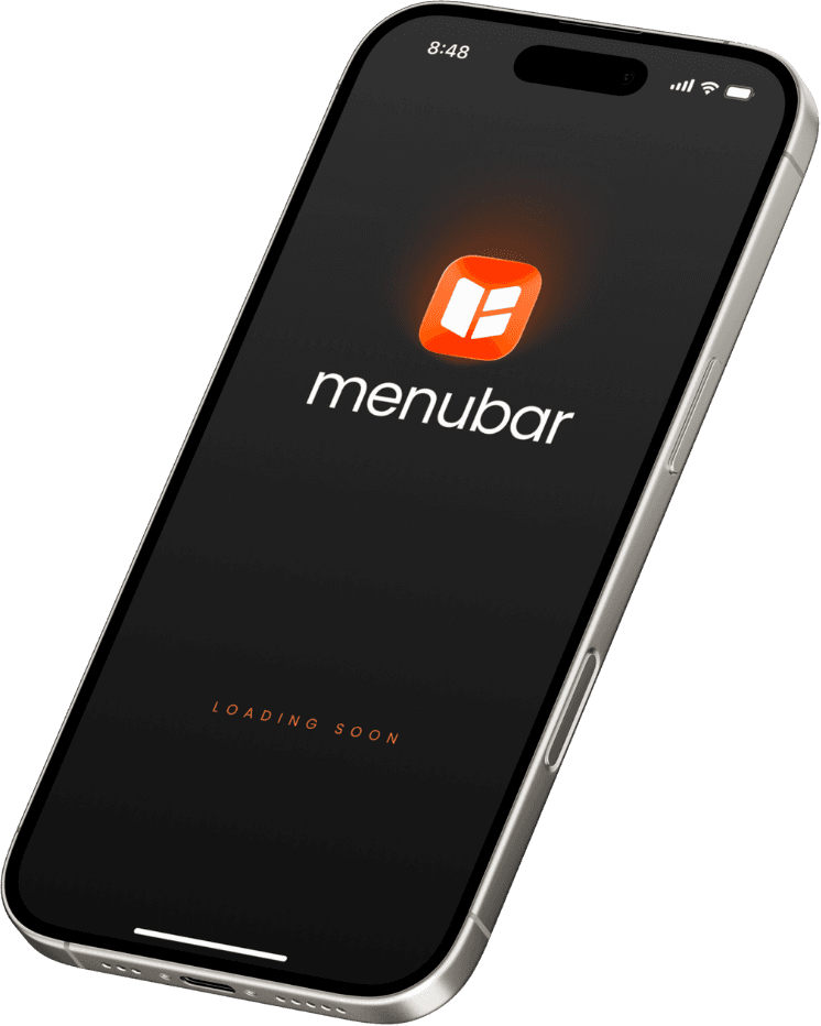 Menubar Mobile App preview showing order management